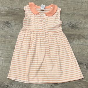 Peach and White Striped Kids Sundress Dress